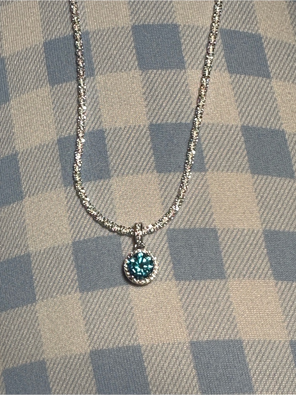 925 Sterling Silver Aquamarine Moissanite Pendant Necklace - Women Jewelry